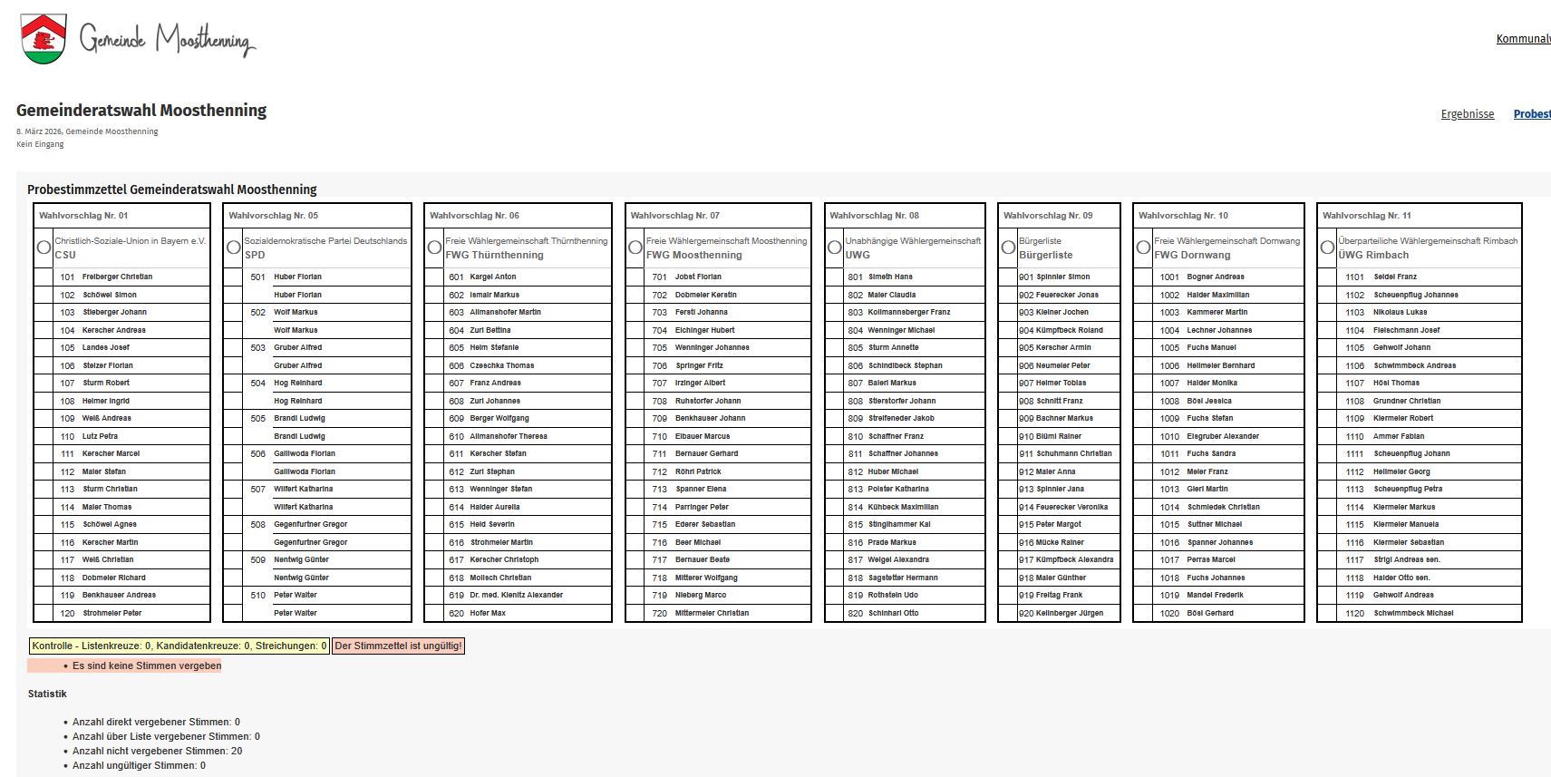 Probestimmzettel Gemeinderatswahl 2026 Probestimmzettel Gemeinderatswahl 2026